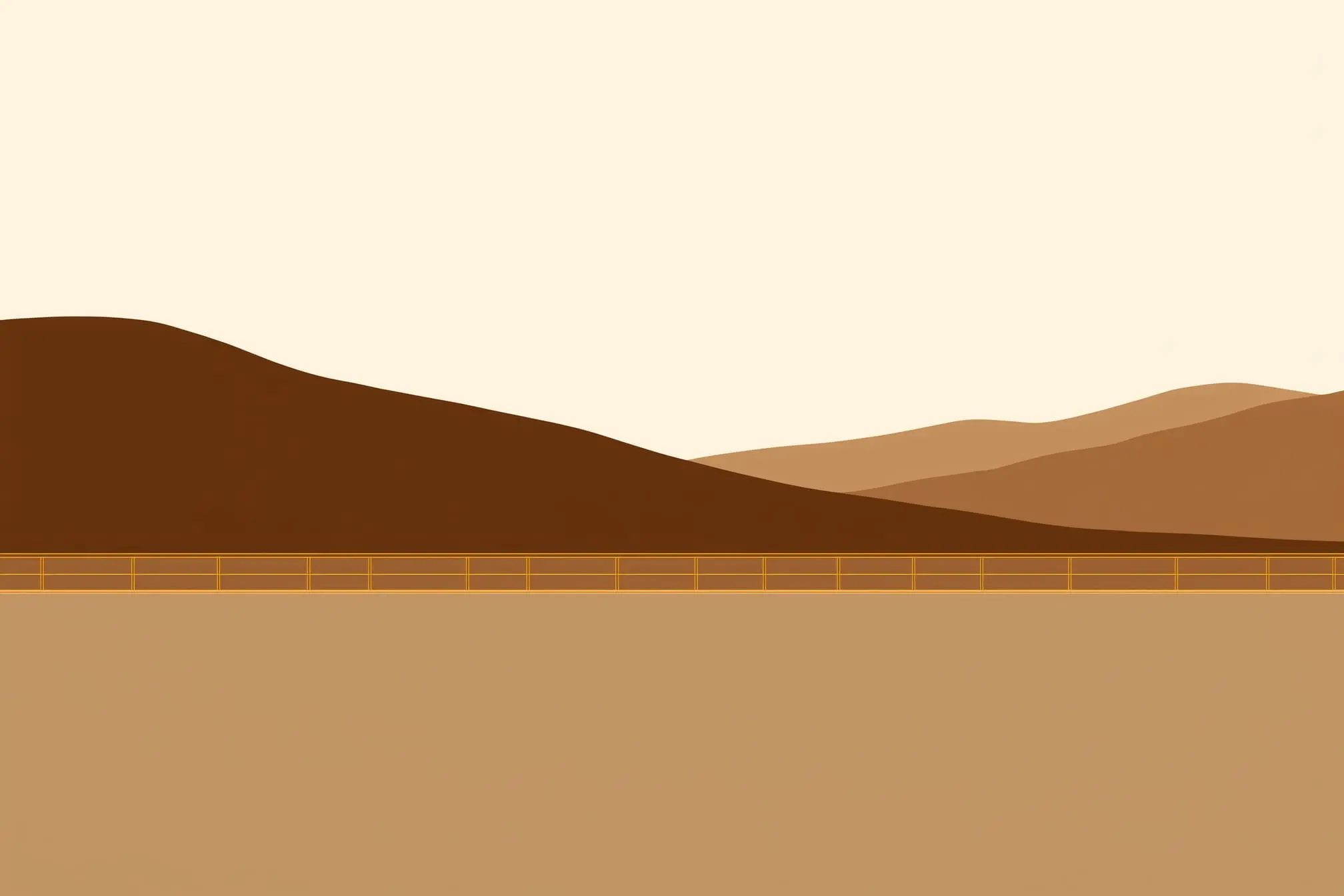 Une silhouette réduite de rive et de collines : le second motif récurrent, en écho à l'ancrage romand de la rédaction.
