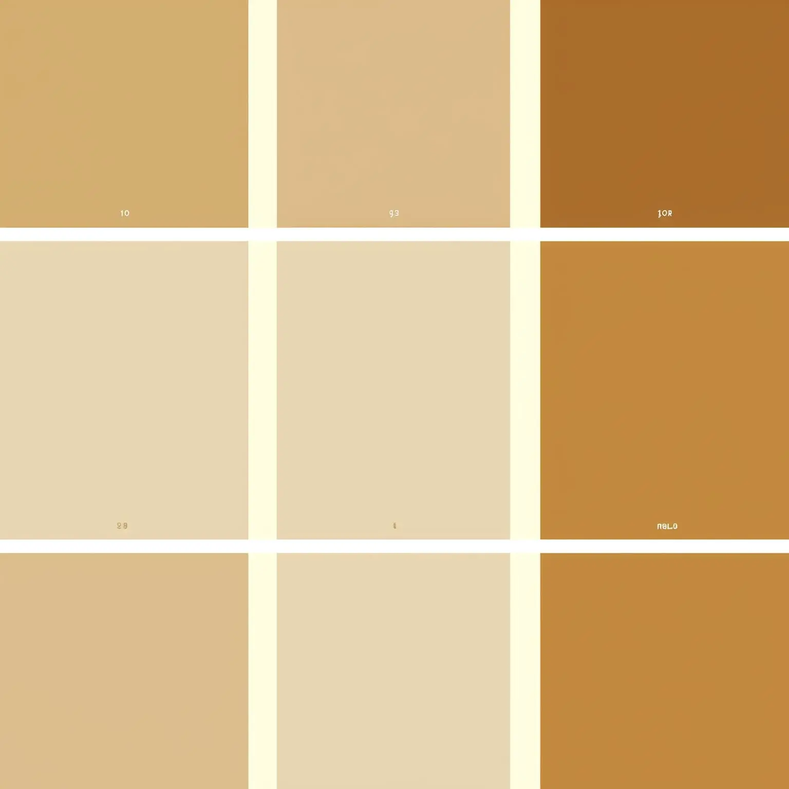 L'étude de couleurs sur laquelle la palette du site a été arrêtée : crème, beige et deux bruns caramel.